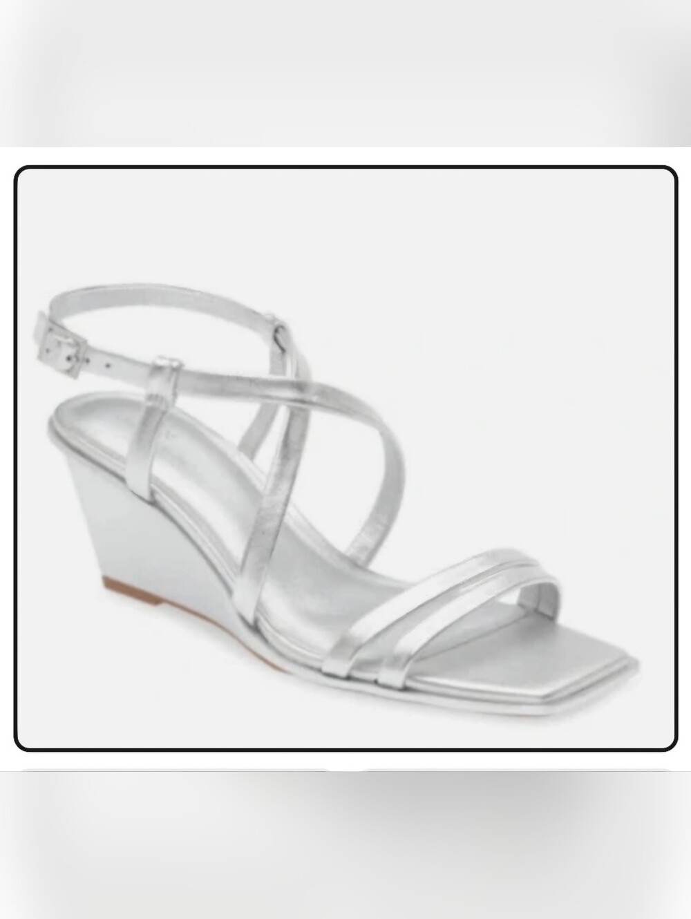 Caslon Leather Silver Wedge Sandal.  Sz 7.5. New.